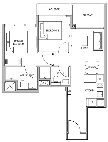 The Florence Residences Floor Plan 2 bedroom