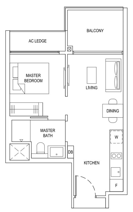 TFR Floor Plan 1 bedroom Type 1B1 44_474